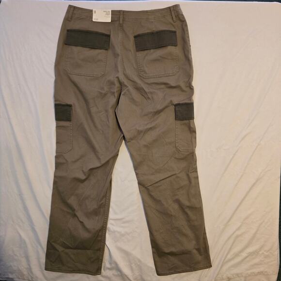 A.n.a Highest Rise vintage straight green cargo pants size 18 - Picture 3 of 9